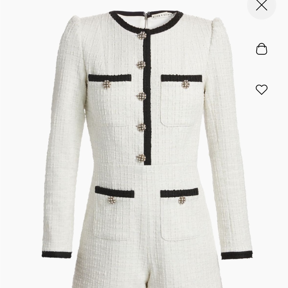 Alice and Olivia black and white tweed romper